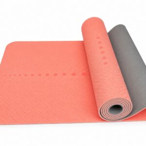 Grey and blue anti-slip yoga mat double layer for home workout and exercise
