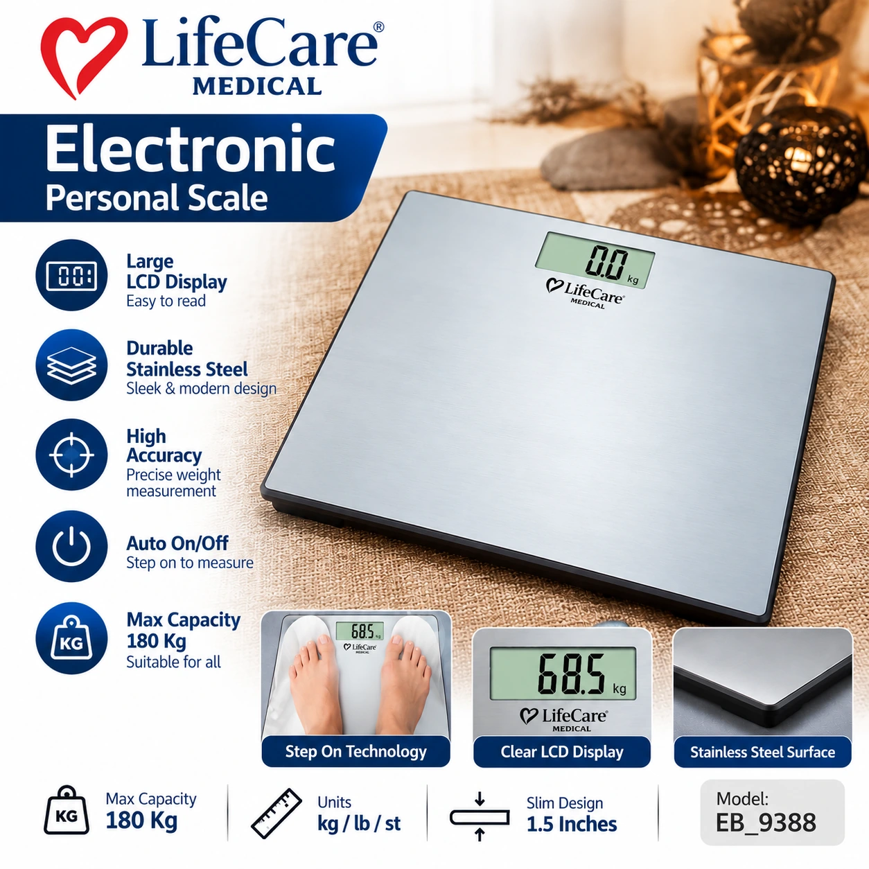 LifeCare Electronic Personal Scale EB-9388